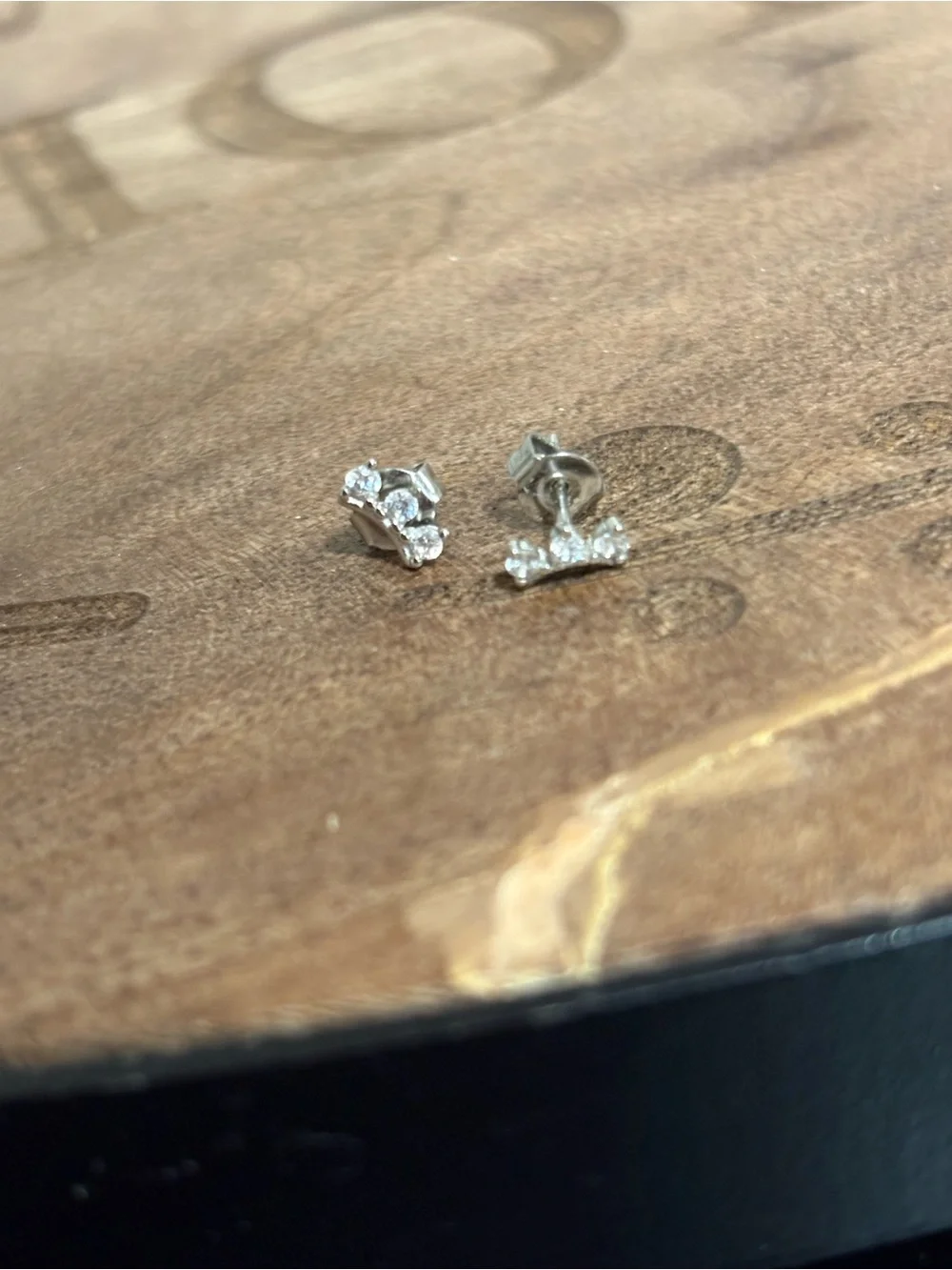 .925 Sterling Silver Three Crystal CZ Stud Earrings